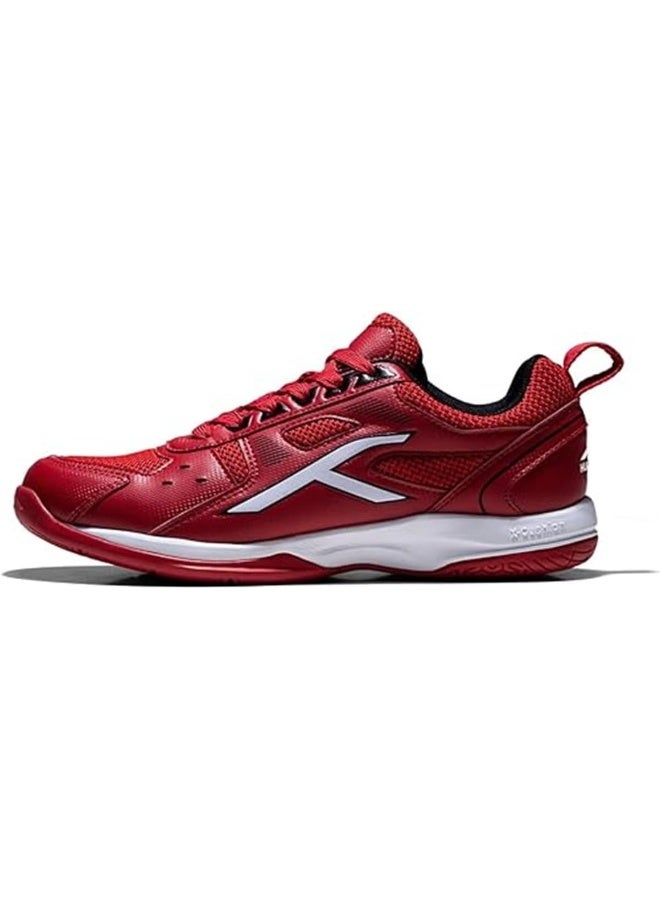 HUNDRED Raze Badminton Shoes (Non Marking) | Lightweight & Durable | X-Cushion, Active Grip Sole, Toe Assist (Red::White::Black, 7Uk) - Image 1