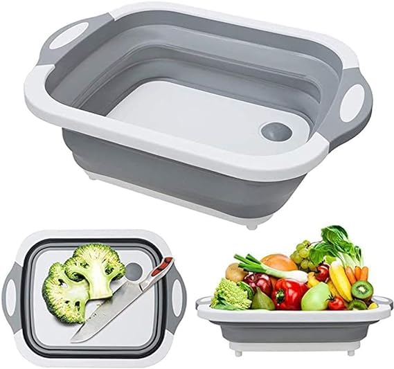 SHIELD PLUS Cutting Dish Tub Board4In1 Plastic MultiFunction Foldable Dish Tub Drainers Sink Storage Washing Draining BasketMultipurpose Cutting Chopping Board Fruit Vegetable Basket - Image 3