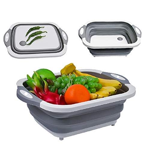 SHIELD PLUS Cutting Dish Tub Board4In1 Plastic MultiFunction Foldable Dish Tub Drainers Sink Storage Washing Draining BasketMultipurpose Cutting Chopping Board Fruit Vegetable Basket - Image 5