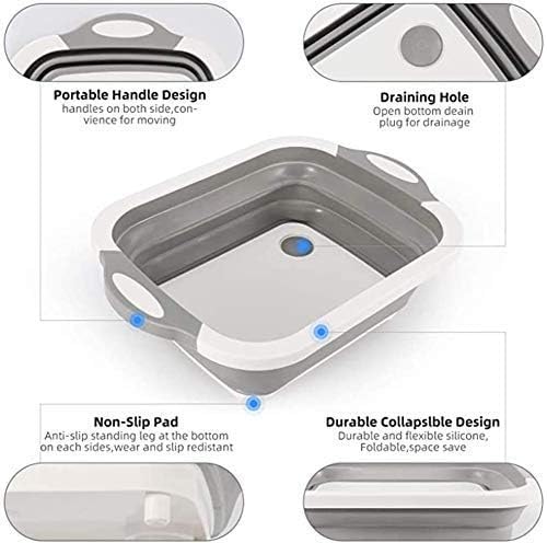 SHIELD PLUS Cutting Dish Tub Board4In1 Plastic MultiFunction Foldable Dish Tub Drainers Sink Storage Washing Draining BasketMultipurpose Cutting Chopping Board Fruit Vegetable Basket - Image 4