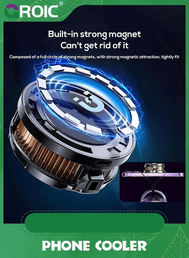 GROIC Magnetic Phone Cooler for Gaming Compatible with iPhone Series MagSafe, Portable Cell Phone Radiator, Advanced Semiconductor Technology Cooling Fan for Smartphone/Tablet/iPad - Image 3