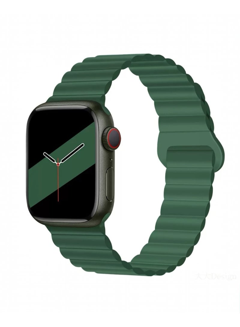 سوار سيليكون مغناطيسي بلونين متوافق مع Apple Watch بمقاسات 42/44/45/46/49 مم للموديلات ذات الحجم الكبير، حزام سيليكون ناعم بإغلاق مغناطيسي آمن، مناسب لـ Series 1–10 و SE و Ultra و Ultra 2 - Image 1
