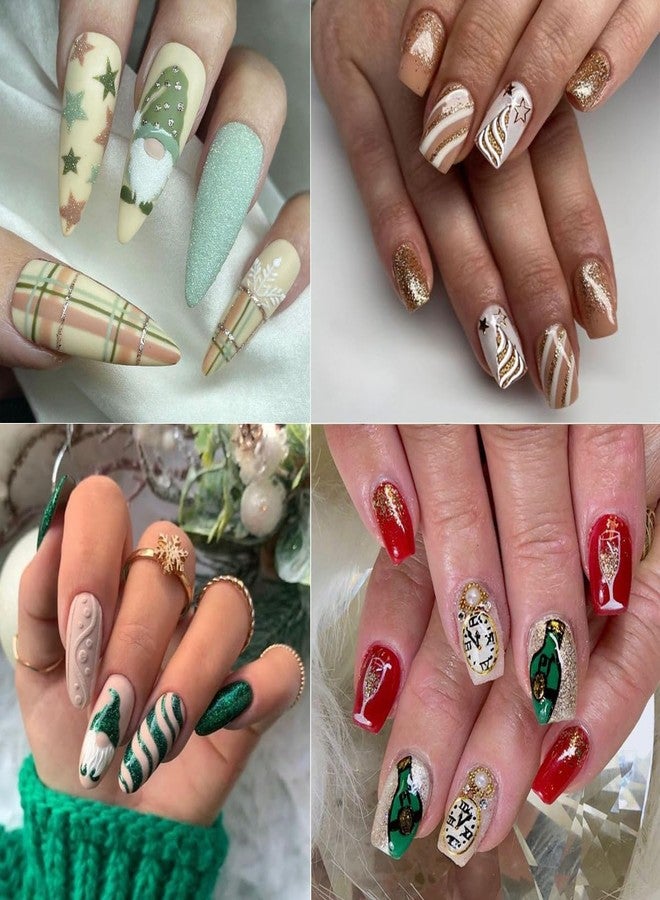 LRKNNO Christmas Nail Art Stickers Decals 5D Embossed Self-Adhesive Nail Art Decals Cute Santa Gnomes Nail Stickers Snowman Xmas Tree Bell Nail Decals for Women New Year Holiday Manicure Decoration 6 Sheets - Image 5