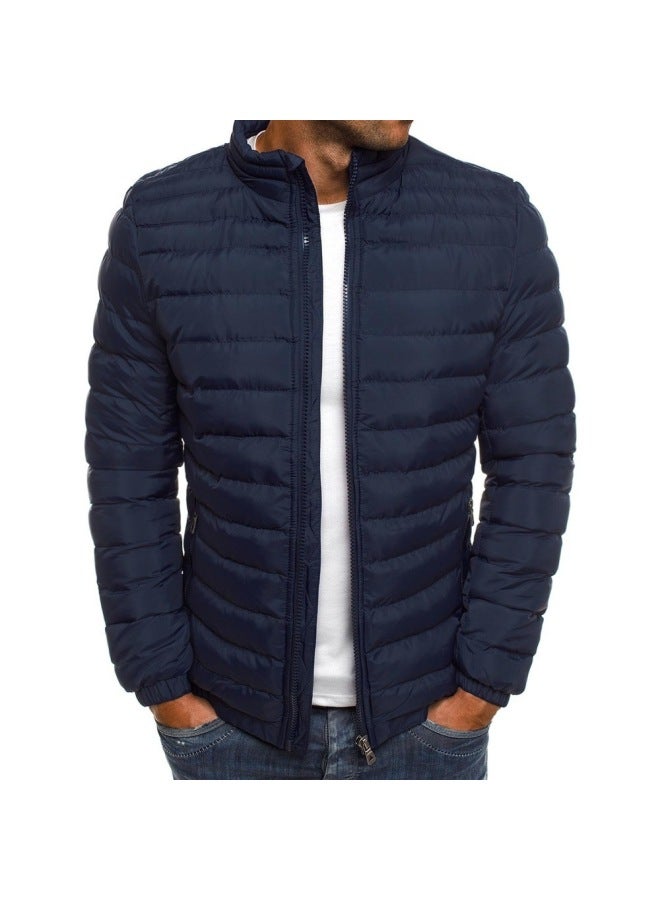 Winter Men's Solid Color Stand Collar Cotton Jacket