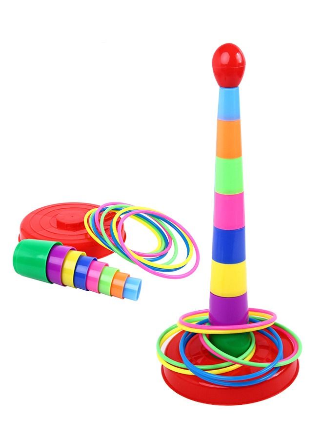 لعبة أكواب التراص للأطفال الصغار ، 8 طوابق للأطفال ملونة على شكل حلقة التراص أكواب ألعاب تعليمية للأطفال - Image 2