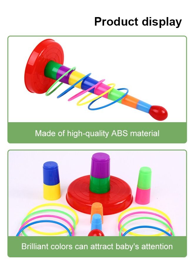 لعبة أكواب التراص للأطفال الصغار ، 8 طوابق للأطفال ملونة على شكل حلقة التراص أكواب ألعاب تعليمية للأطفال - Image 4