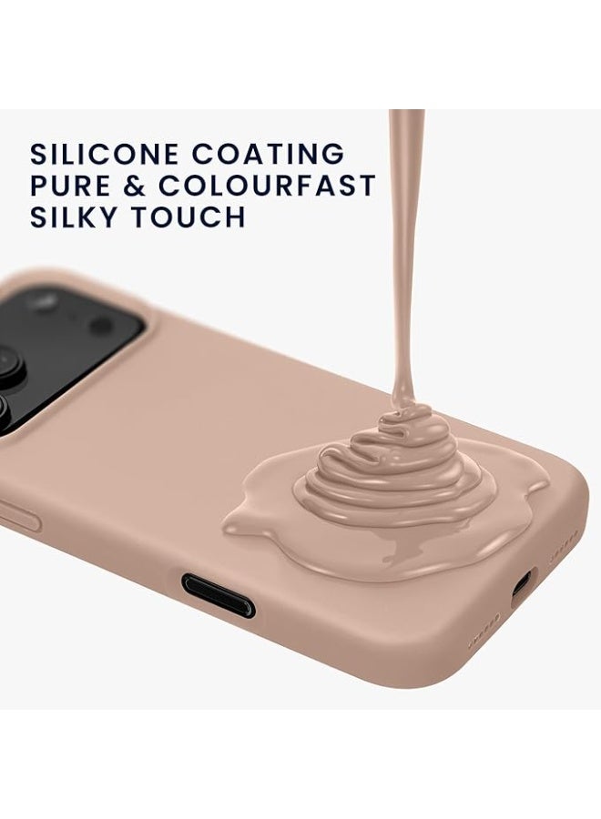 Case Compatible with Apple iPhone 17 Pro Case – TPU and Silicone Anti-Shock Case – Suitable for Wireless Charging – Beige Light Pink - Image 3