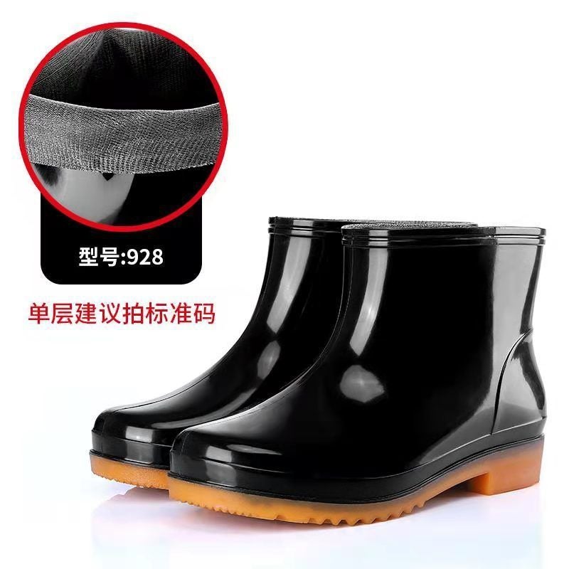 Jundeng Black High Water Shoes Long Barrel Rain Boots Kitchen Non-Slip Water Boots Outdoor Work Shoes Rain Shoes Labor Protection Rubber Shoes For Men And Women - Image 5