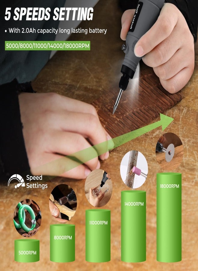 LUFF Mini Cordless Rotary Tool, 5-Speed 3.7V USB Rechargeable Rotary Tool Kit with 68 Accessories - Multi-Purpose Power Tool for Sanding, Polishing, Drilling, Engraving, DIY Crafts & Home Projects - Image 4
