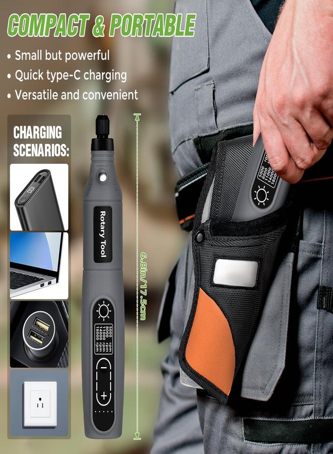 LUFF Mini Cordless Rotary Tool, 5-Speed 3.7V USB Rechargeable Rotary Tool Kit with 68 Accessories - Multi-Purpose Power Tool for Sanding, Polishing, Drilling, Engraving, DIY Crafts & Home Projects - Image 2