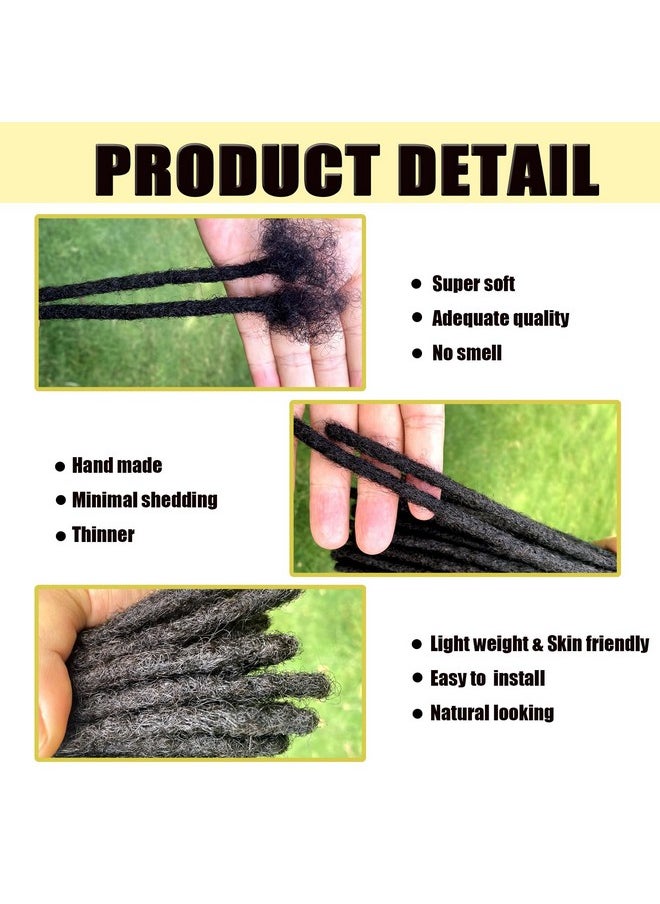 Coriario - 0.4Cm Dreadlock Extensions Human Hair 8 Inch 10 Strands Permanent Loc Extensions Real Human Hair Dreadlock Extensions For Men Women Kids Soft Dread Extensions Human Hair Natural Black - Image 1