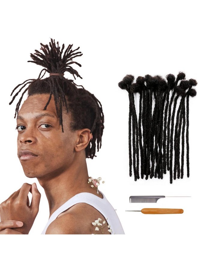 Coriario - 0.4Cm Dreadlock Extensions Human Hair 8 Inch 10 Strands Permanent Loc Extensions Real Human Hair Dreadlock Extensions For Men Women Kids Soft Dread Extensions Human Hair Natural Black - Image 1