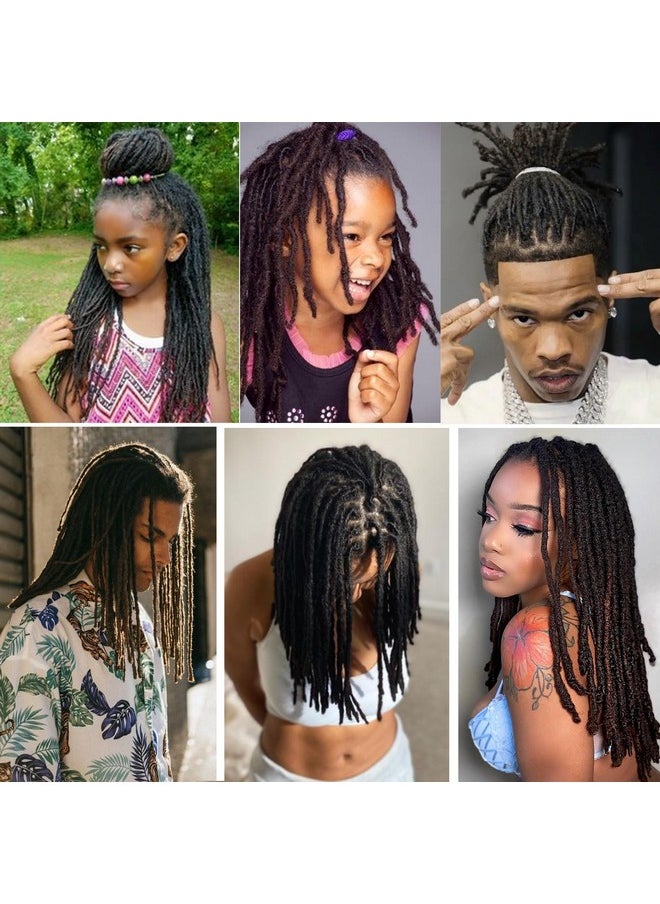 Coriario - 0.4Cm Dreadlock Extensions Human Hair 8 Inch 10 Strands Permanent Loc Extensions Real Human Hair Dreadlock Extensions For Men Women Kids Soft Dread Extensions Human Hair Natural Black - Image 1