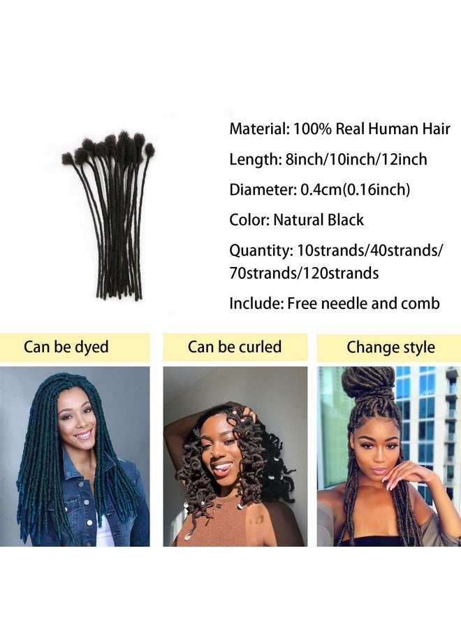 Coriario - 0.4Cm Dreadlock Extensions Human Hair 8 Inch 10 Strands Permanent Loc Extensions Real Human Hair Dreadlock Extensions For Men Women Kids Soft Dread Extensions Human Hair Natural Black - Image 1