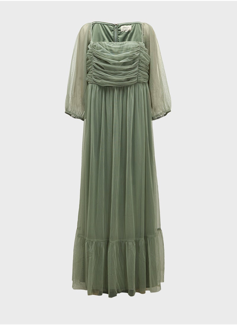 Anaya with Love Curve Bardot Ruched Balloon Sleeve Dress  - Image 1