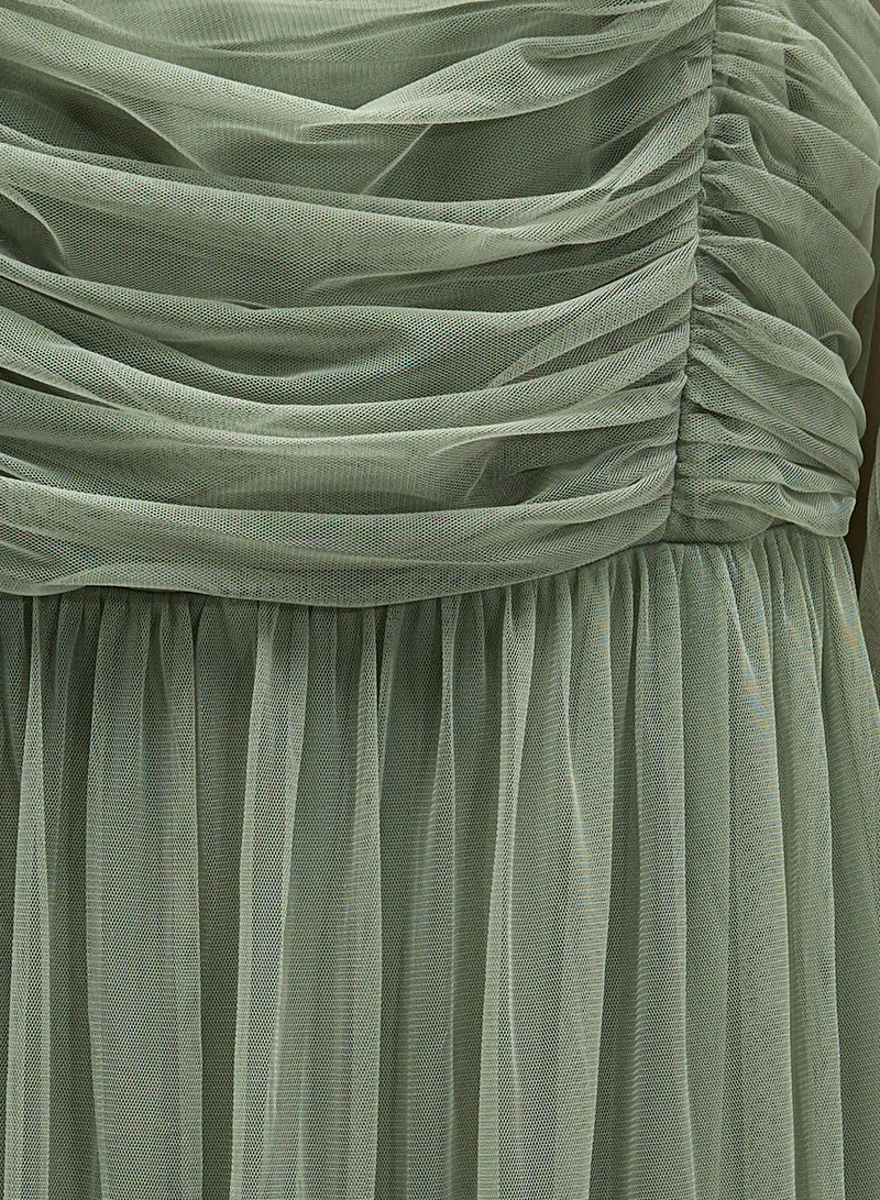 انايا ويذ لوف كيرف Bardot Ruched Balloon Sleeve Dress