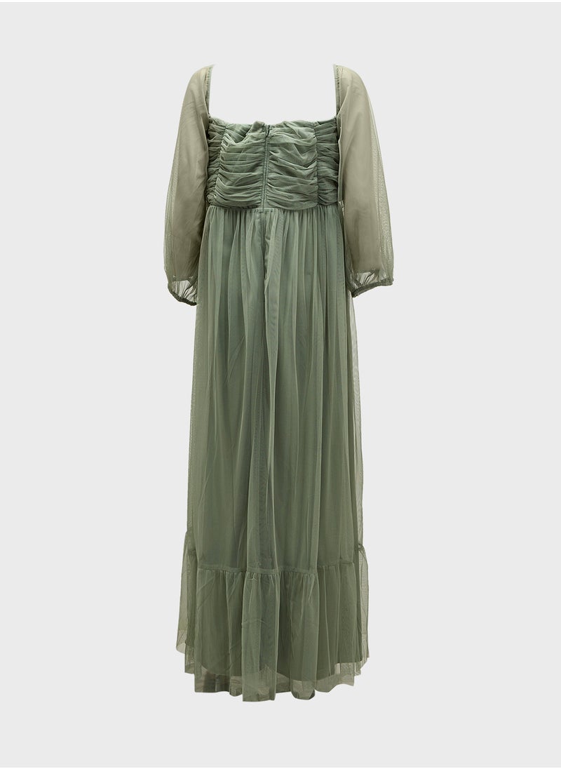 Anaya with Love Curve Bardot Ruched Balloon Sleeve Dress  - Image 2
