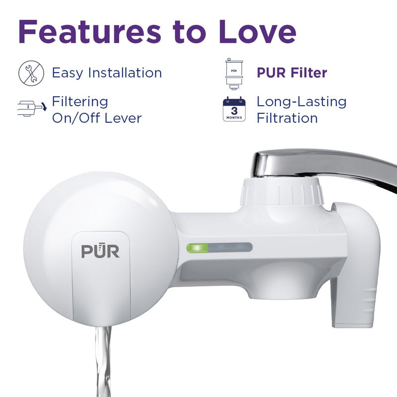 Pur PUR Horizontal Faucet Mount Water Filtration System with Lead Reducing Filter for Cleaner, Filtered Tap Water, Lasts 100 Gallons, Sink Water Filter, Fits Most Kitchen or Bathroom Faucets, White  - Image 5