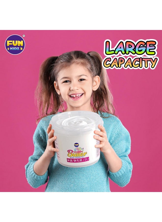 FUN KIDZ - 4 Lb Milky Butter Slime Bucket Gift For Girls, Funkidz 64 Fl Oz Huge Soft White Premade Scented Slime Kit Toy With 29 Variety Add-Ins Perfect Birthday Present For Kids Age 6+ - Image 1