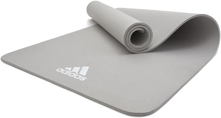 Adidas 8mm Yoga Mat – Grey Extra Thick Non-Slip Cushion Mat for Yoga, Pilates & Fitness - Image 1