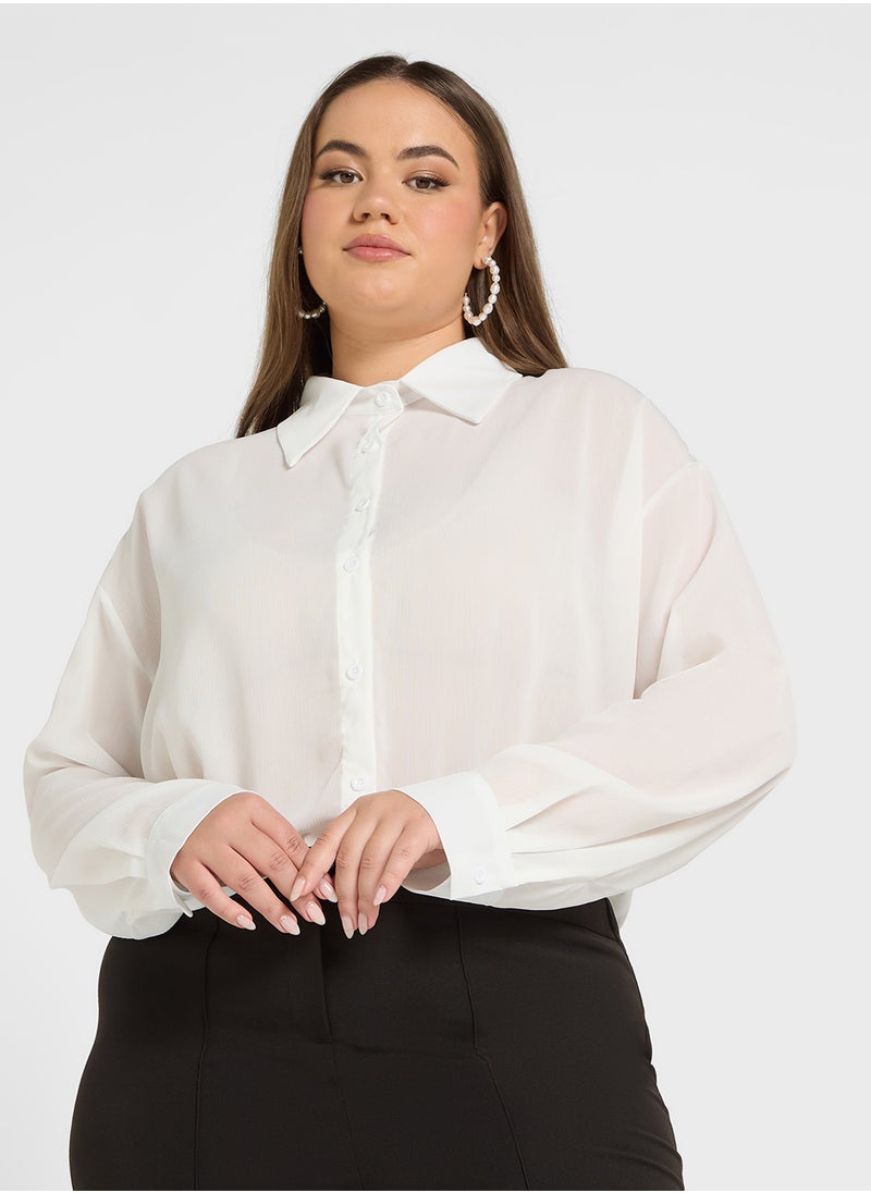 Ella Plus Sheer Button Down Shirt  - Image 1