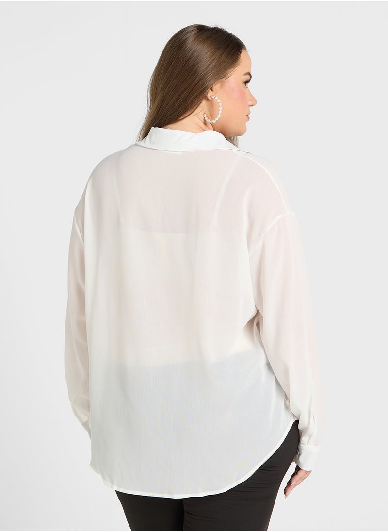 Ella Plus Sheer Button Down Shirt  - Image 2