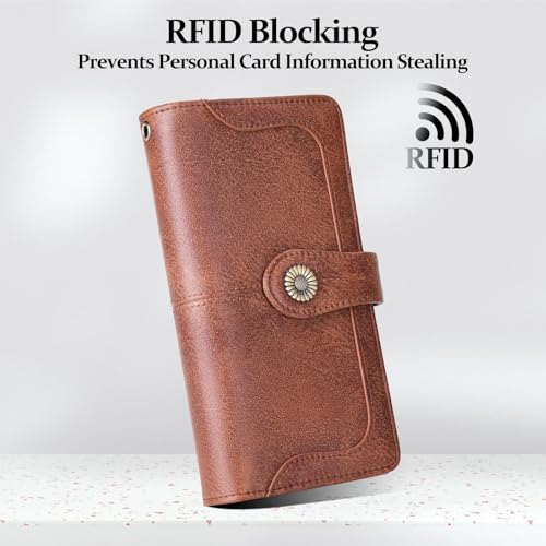 FALAN MULE Women's Wallet Leather RFID Blocking Large Capacity Trifold Ladies Wallet Wristlet Clutch Card Holder - Image 4