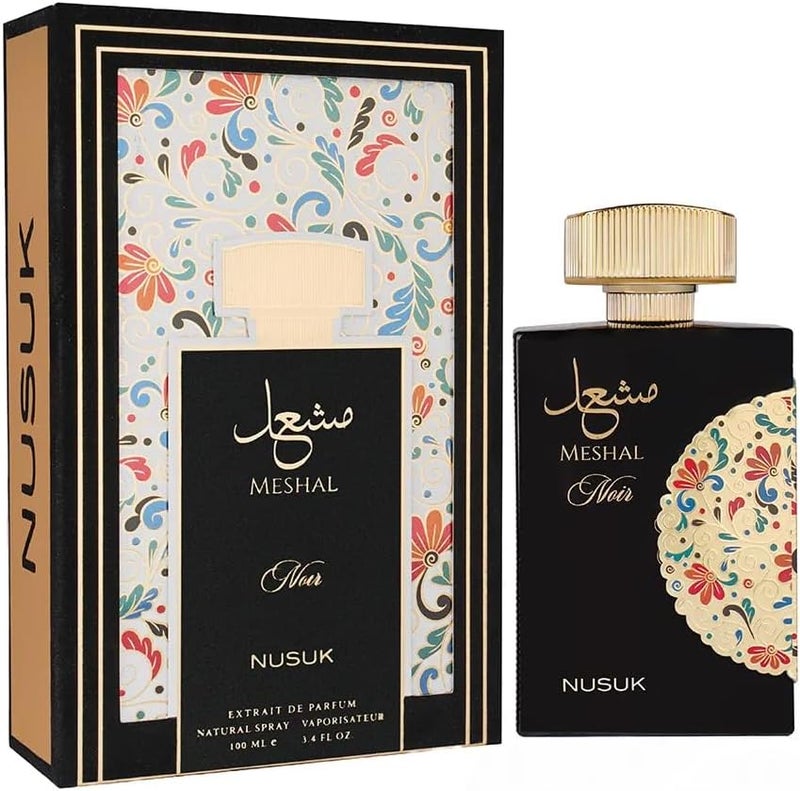 Nusuk Meshal Noir Eau De Parfum for Men | Long Lasting Perfume with Cardamom, Saffron, Jasmine, Vanilla, Musk & Tonka Bean | Bold Spicy Woody Fragrance | 100ml - Image 1