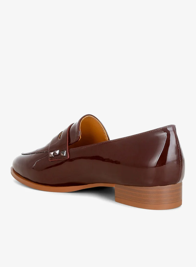 London Rag Patent Pleather Penny Loafers in Brown