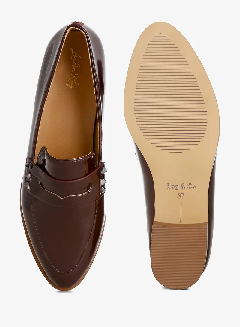 London Rag Patent Pleather Penny Loafers in Brown