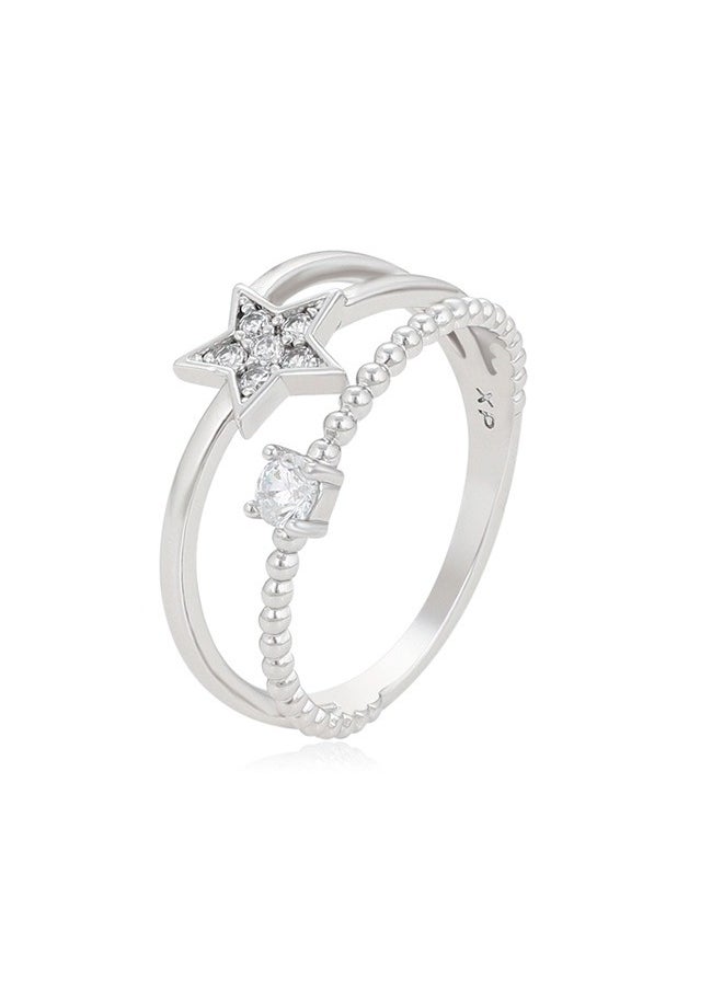 Elegant Silver Double Star Ring - Stone Studded - Size 8 US - pzsku/Z2837317D884D6C783771Z/45/_/1726826939/75aac1c3-ee90-44c5-bd8e-c88d8f7254bf