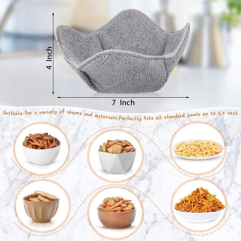 Patelai 12 Pieces Microwave Safe Bowl Holders Polyester Hot Bowl Holder Protect Your Hands from Hot Dishes for Heating Soup, Leftover Food, Meals (Grey) - Image 2