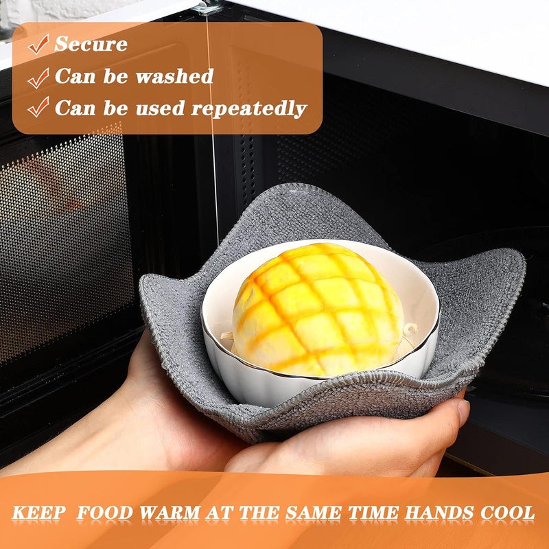 Patelai 12 Pieces Microwave Safe Bowl Holders Polyester Hot Bowl Holder Protect Your Hands from Hot Dishes for Heating Soup, Leftover Food, Meals (Grey) - Image 5
