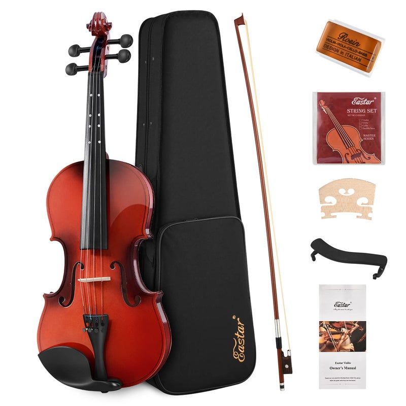 Eastar 34 Violin for Beginners Violins Kit for Student Fiddle with Hard Case Rosin Shoulder Rest Bow and Extra Strings Imprinted Finger Guide on Fingerboard