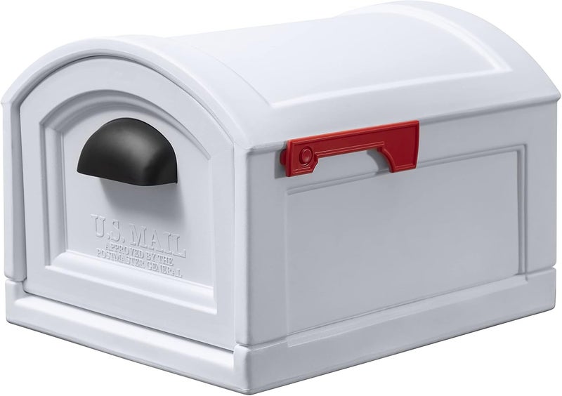 Step2 Town-to-Town XL Post-Mount Mailbox, Weather Resistant, Large Outdoor Mailboxes, Made of Durable Plastic, Easy to Install, USPS T4 Sized Mailbox, Flag Included, Classic White - Image 1