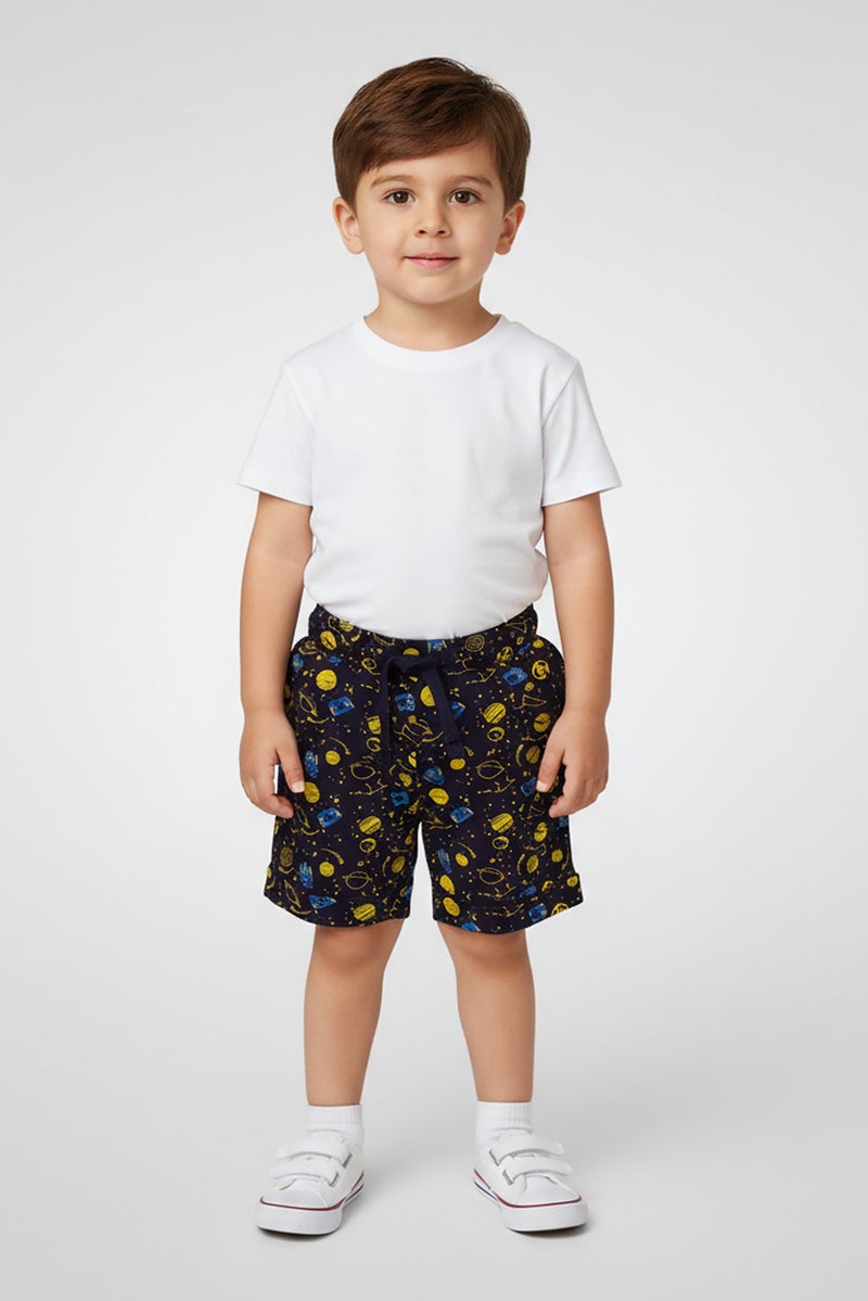 Hamleys Toddlers Boy Allover Print Basic Shorts, Multicolor - Image 1