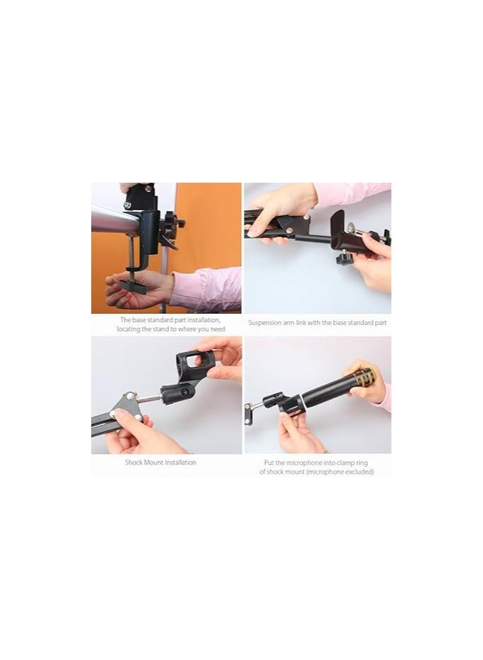 Adjustable Microphone / Mic Suspension Boom Scissor Arm Stand, ELINP Compact Mic Stand Made of Durable Steel for Radio Broadcasting Studio, Sound Studio, Stages, and TV Stations - Image 5