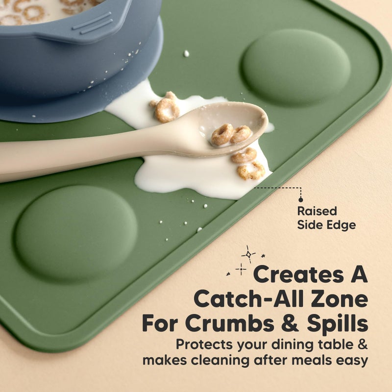 KeaBabies 2pk Silicone Placemats for Toddlers, Kids - 12x9 Non Slip Suction Baby Silicone Placemat for Restaurants, Dining Table,Travel, Easy to Clean, Food Grade/BPA-Free,Small Baby Table Mat(Slate) - Image 5