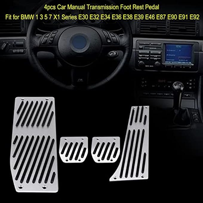 Car Foot Pedal Set, 4pcs Car Manual Transmission Clutch Brake Foot Rest Pedal Pad for 1/3/5/7/X1 Series E30 E32 E34 E36 E38 E39 E46 E87 E90 E91 E92 - Image 3