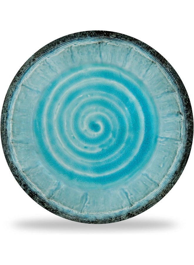 Servewell HARMONY MELAMINE ROUND SMALL PLATE 21.5CM GREEN BLUE IRREGULAR CIRCLE DECAL 