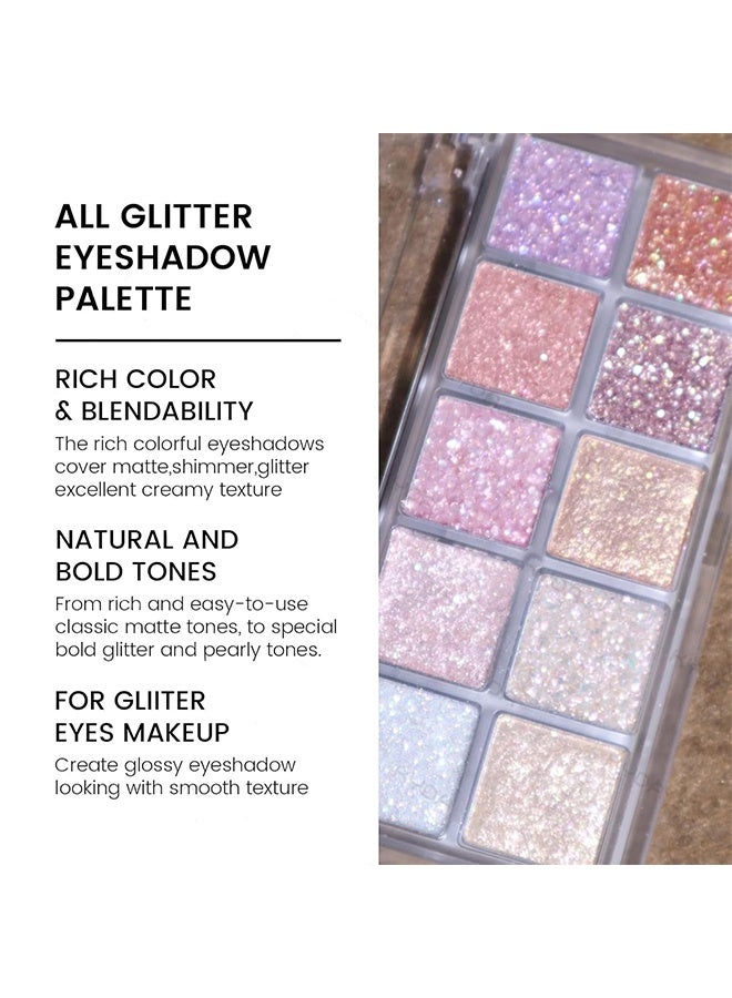 ديكالو لوحة ظلال عيون بلمعان تحتوي على 10 ألوان، ظلال عيون بالترتر اللامع، بودرة لؤلؤية لامعة للعيون، مكياج عيون بألوان متعددة لامعة، لوحة ظلال عيون بالترتر الوردي، ألوان ظلال عيون لامعة - Image 2