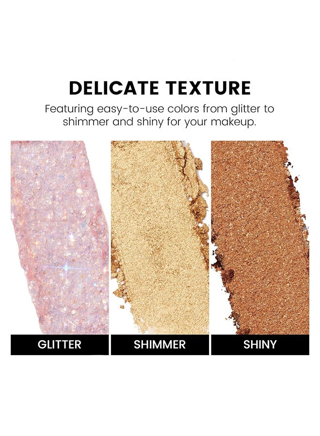 ديكالو لوحة ظلال عيون بلمعان تحتوي على 10 ألوان، ظلال عيون بالترتر اللامع، بودرة لؤلؤية لامعة للعيون، مكياج عيون بألوان متعددة لامعة، لوحة ظلال عيون بالترتر الوردي، ألوان ظلال عيون لامعة - Image 3