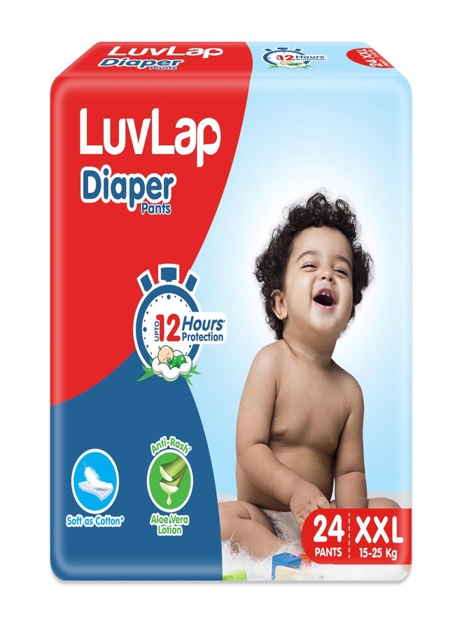 LuvLap Diaper Pants XXL, 15-25kg, 24 Count, Baby Diaper Pants, with Aloe Vera Lotion for Rash Protection, upto 12 Hour protection (Pack of 2)