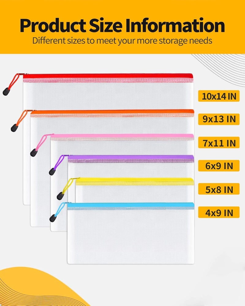 SUNEE Multisize Mesh Zipper Pouch (6 Colors, 30 Packs), Mesh Bags with Zipper for School Office Supplies, Puzzles & Games, Accessories - Image 2