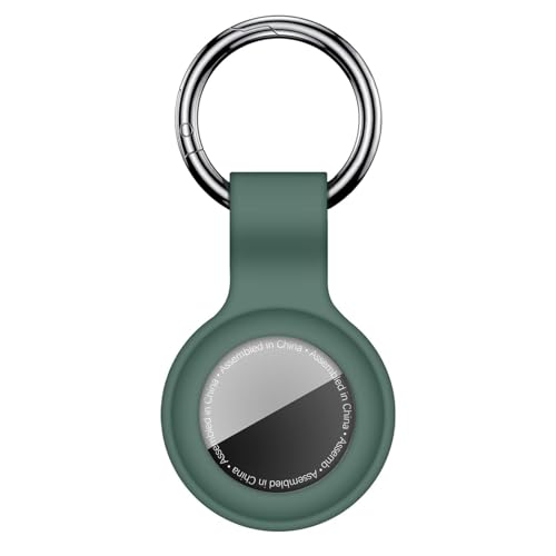 Linsaner Compatible with AirTag Case Keychain for Air Tag Holder Silicone for AirTags Key Ring Cases Tags Chain for Apple for AirTag GPS Item Finders Accessories，Dark Green - Image 1