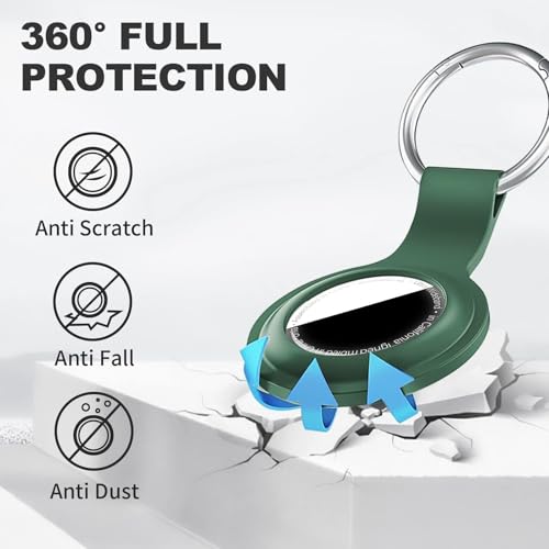 Linsaner Compatible with AirTag Case Keychain for Air Tag Holder Silicone for AirTags Key Ring Cases Tags Chain for Apple for AirTag GPS Item Finders Accessories，Dark Green - Image 2