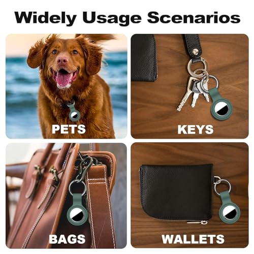 Linsaner Compatible with AirTag Case Keychain for Air Tag Holder Silicone for AirTags Key Ring Cases Tags Chain for Apple for AirTag GPS Item Finders Accessories，Dark Green - Image 5
