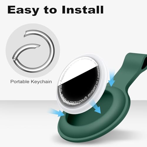 Linsaner Compatible with AirTag Case Keychain for Air Tag Holder Silicone for AirTags Key Ring Cases Tags Chain for Apple for AirTag GPS Item Finders Accessories，Dark Green - Image 4