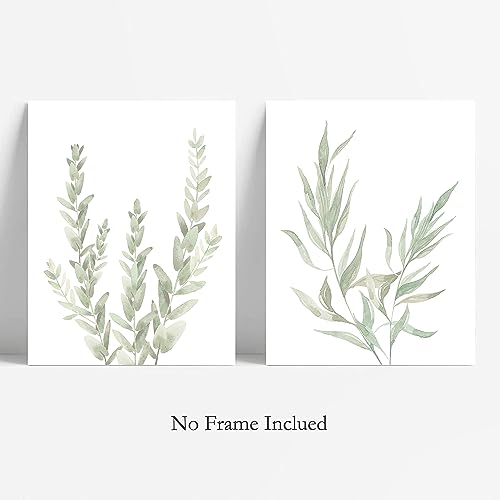 Howwii Botanical Boho Bathroom Decor Wall Art Prints, UNFRAMED Sage Green Plants Decor for Bedroom|Office, Minimalist Eucalyptus Leaves Watercolor Art Prints, Set of 4 Pictures, 8"x10" No Frames - Image 4
