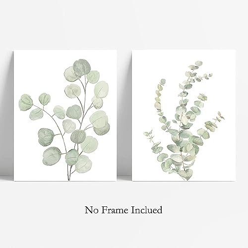 Howwii Botanical Boho Bathroom Decor Wall Art Prints, UNFRAMED Sage Green Plants Decor for Bedroom|Office, Minimalist Eucalyptus Leaves Watercolor Art Prints, Set of 4 Pictures, 8"x10" No Frames - Image 3